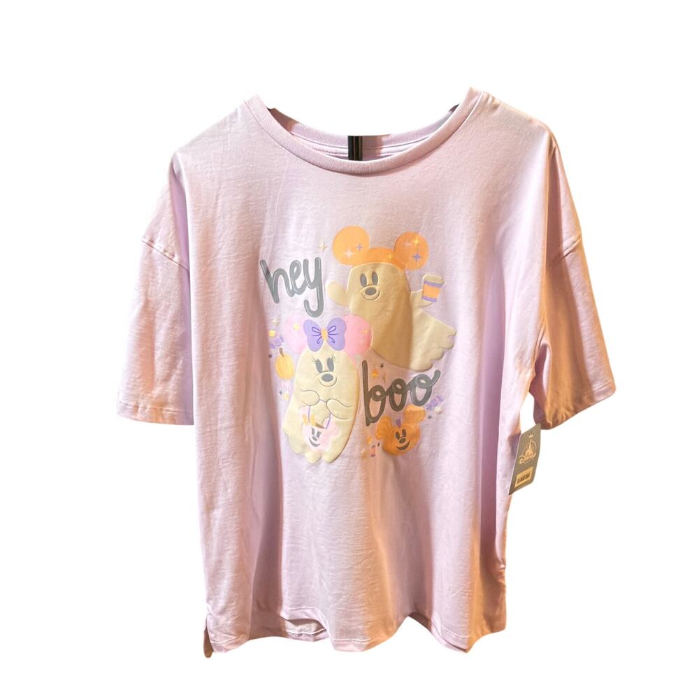 Disney Mickey & Minnie Mouse Purple Cutie Ghost T-Shirt Women Size Medium M NEW